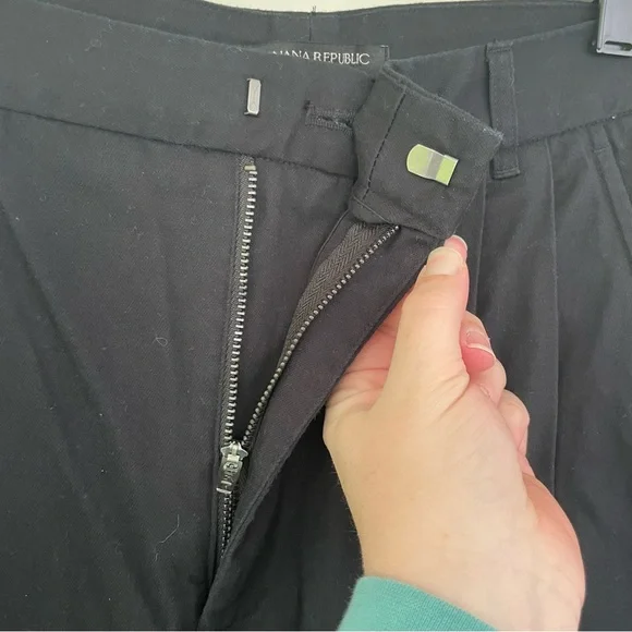 Banana Republic Explorer Nouve Wide Leg Pleated Pants Black 8 Cotton - Picture 10 of 12